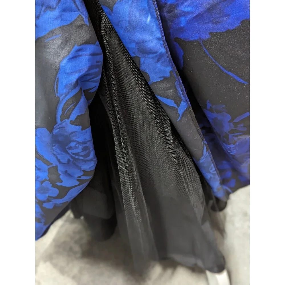 Aidan Mattox Black and Blue Maxi Dress - Picture 5 of 12